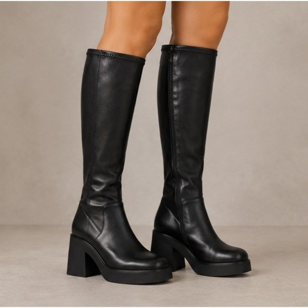 GC Shoes Women's Chantal Platform Elastic Knee-High Boots Black size 8.5